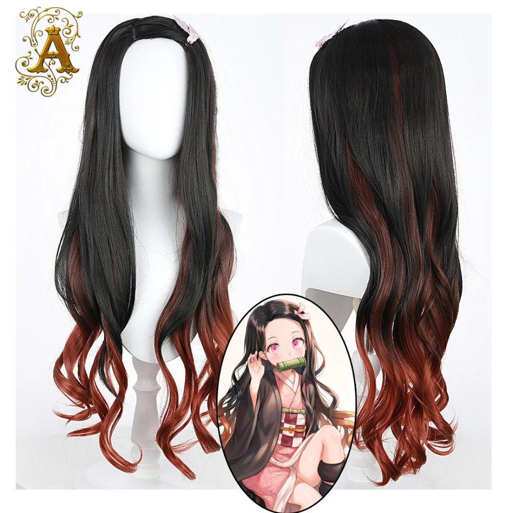 Black Dark Red Gradient Color  - огляд і ціна Anime Cosplay Long Black Hair