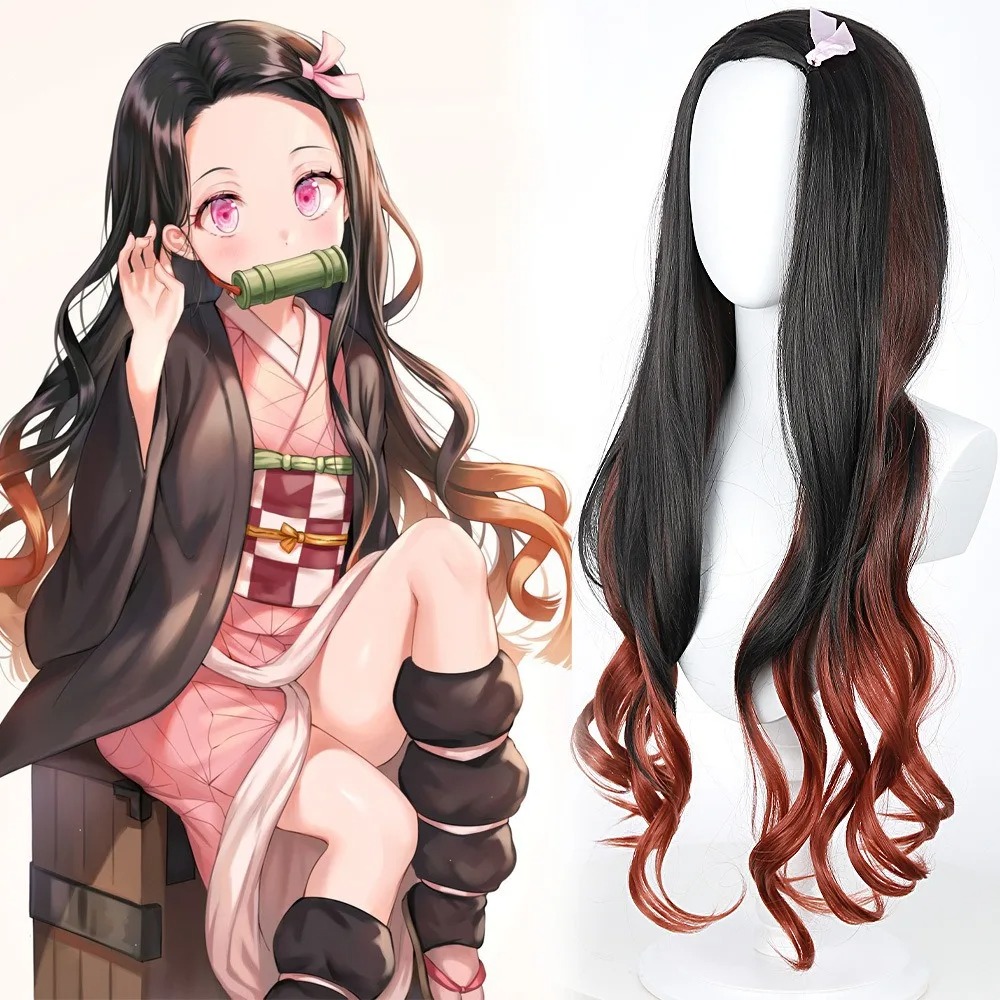 Black Dark Red Gradient Color  - огляд і ціна Anime Cosplay Long Black Hair